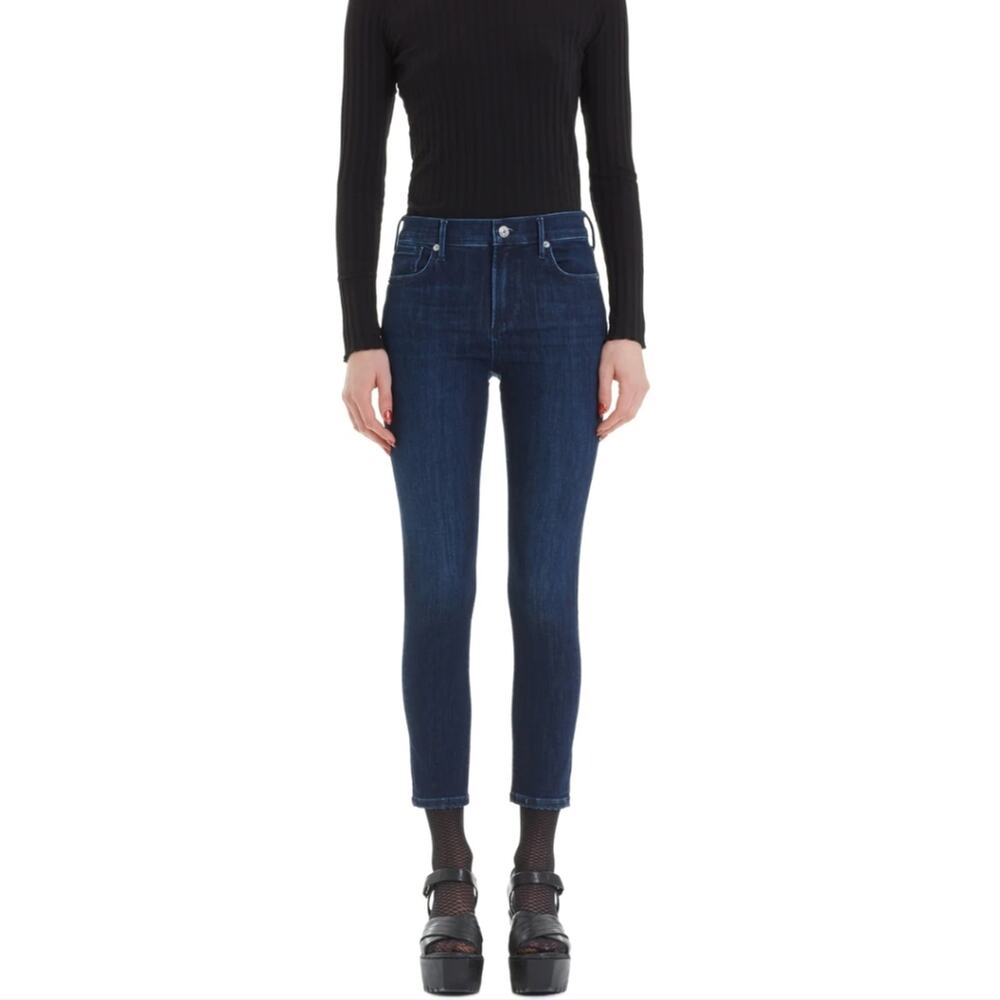 AGOLDE Sophie High Rise Crop Skinny Jeans Dark Wash Blue Size 27 Chic Trendy - Picture 14 of 15